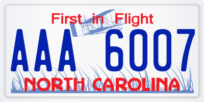 NC license plate AAA6007