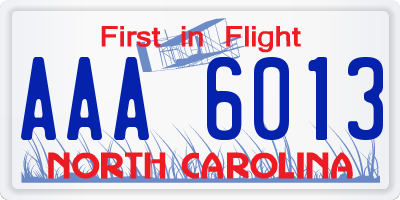 NC license plate AAA6013