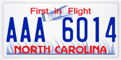 NC license plate AAA6014