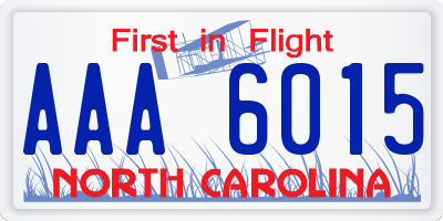 NC license plate AAA6015