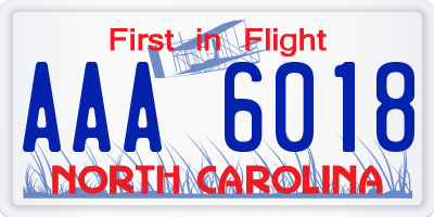 NC license plate AAA6018