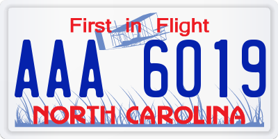 NC license plate AAA6019