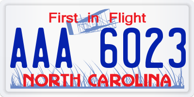 NC license plate AAA6023