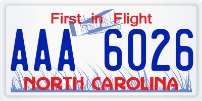 NC license plate AAA6026