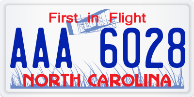 NC license plate AAA6028