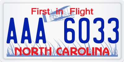 NC license plate AAA6033