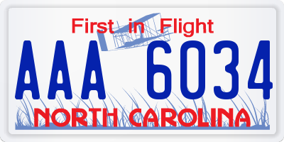 NC license plate AAA6034