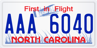 NC license plate AAA6040