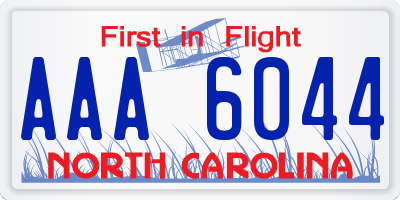 NC license plate AAA6044