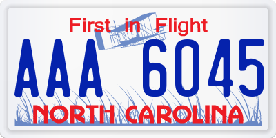 NC license plate AAA6045