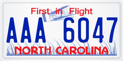 NC license plate AAA6047