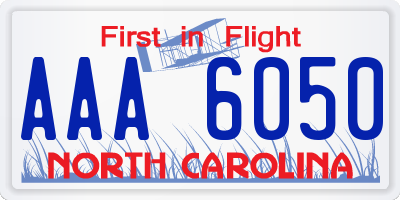 NC license plate AAA6050