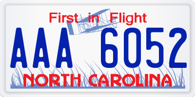 NC license plate AAA6052