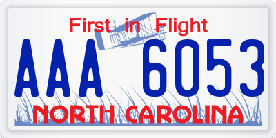 NC license plate AAA6053