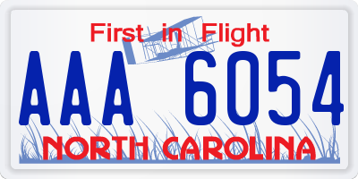 NC license plate AAA6054