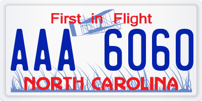 NC license plate AAA6060