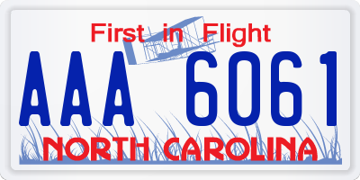 NC license plate AAA6061