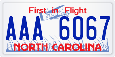 NC license plate AAA6067