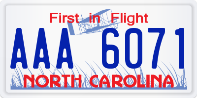 NC license plate AAA6071