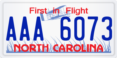 NC license plate AAA6073