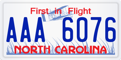 NC license plate AAA6076