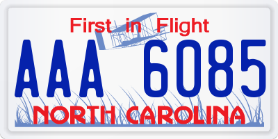 NC license plate AAA6085