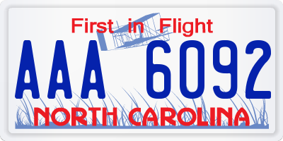 NC license plate AAA6092