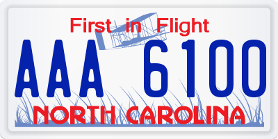 NC license plate AAA6100