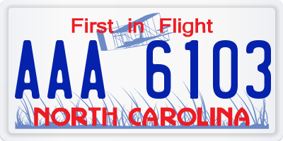 NC license plate AAA6103