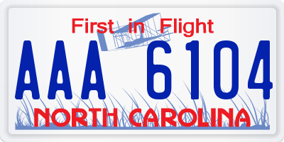 NC license plate AAA6104