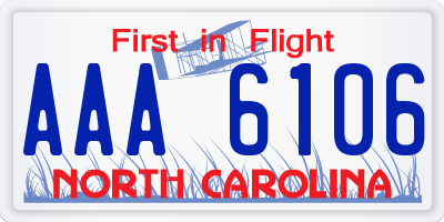 NC license plate AAA6106