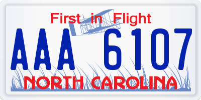 NC license plate AAA6107