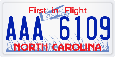 NC license plate AAA6109