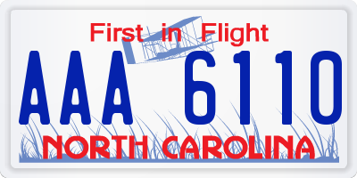 NC license plate AAA6110