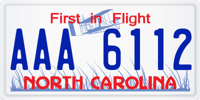 NC license plate AAA6112