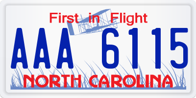 NC license plate AAA6115