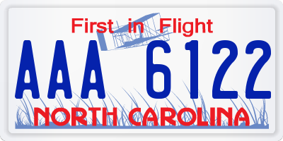 NC license plate AAA6122