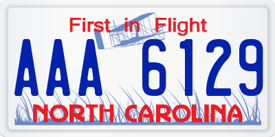 NC license plate AAA6129