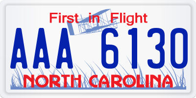 NC license plate AAA6130