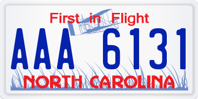 NC license plate AAA6131