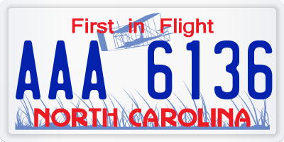 NC license plate AAA6136