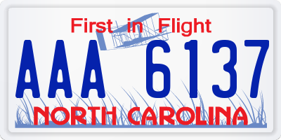 NC license plate AAA6137