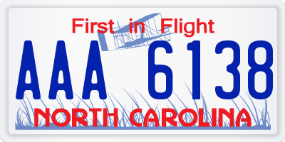 NC license plate AAA6138