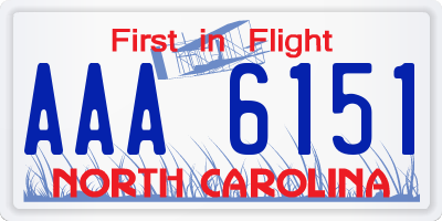 NC license plate AAA6151