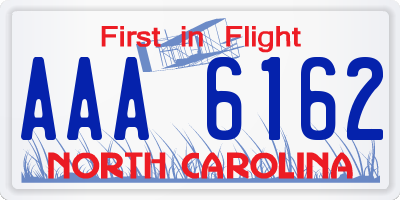 NC license plate AAA6162