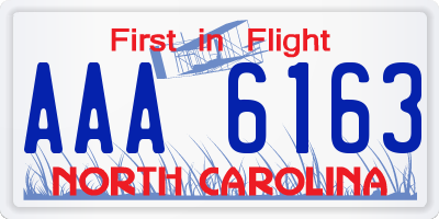 NC license plate AAA6163