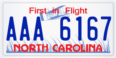 NC license plate AAA6167