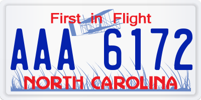 NC license plate AAA6172