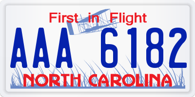 NC license plate AAA6182