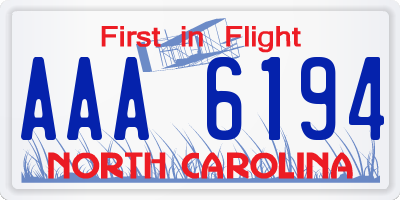 NC license plate AAA6194